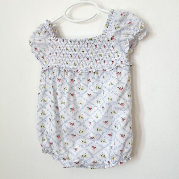 Janie and Jack The Lily Floral Smocked Baby Bubble Romper 6-12 months Spring - Picture 2 of 7